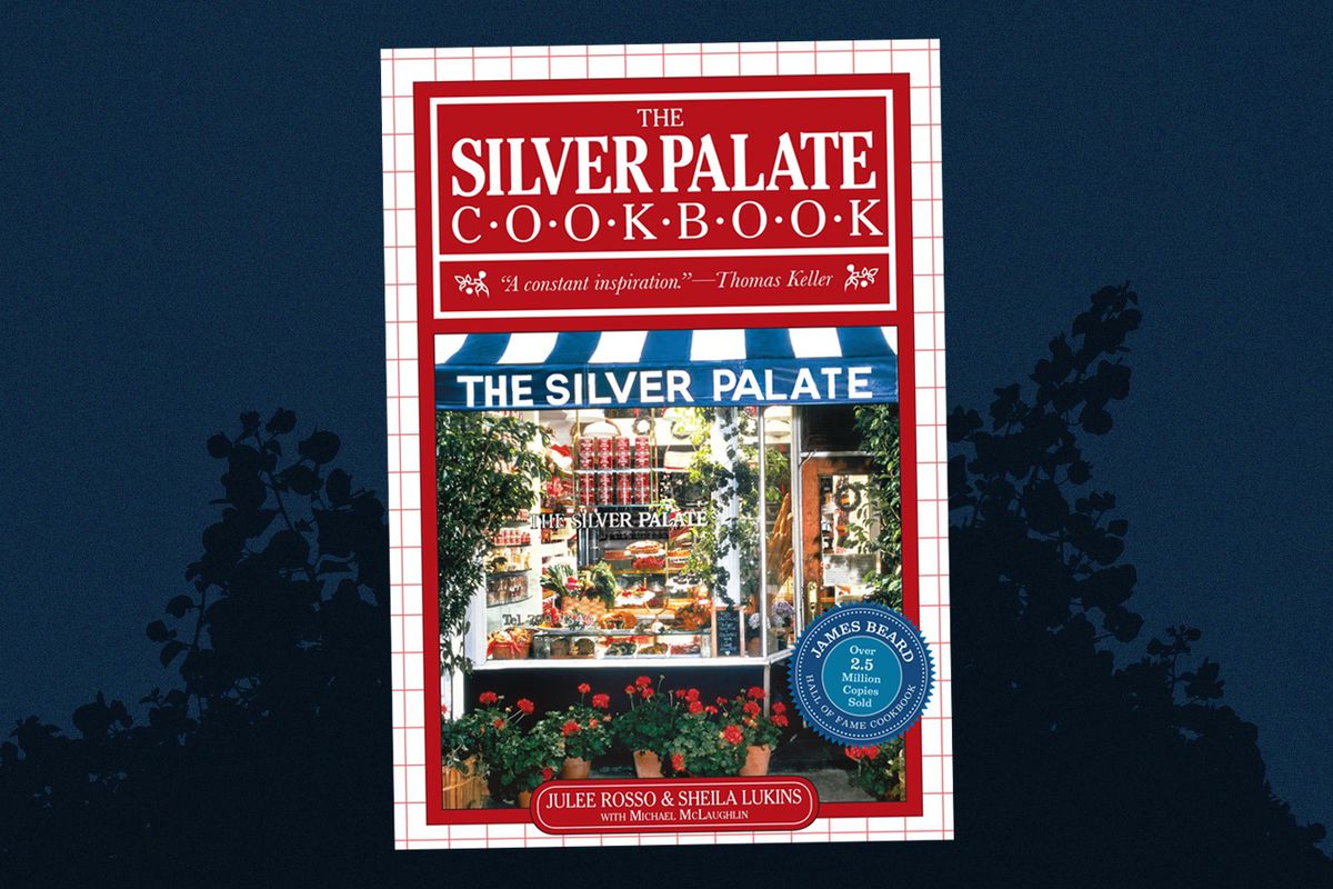 The cover of the Silver Palate cookbook against a navy backdrop.
