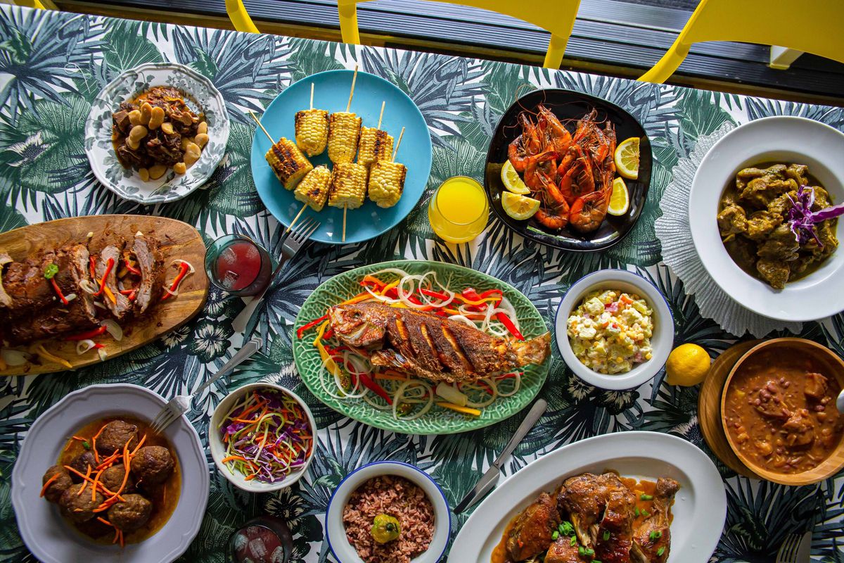 A spread of dishes at the Red’s House Jamaican pop-up