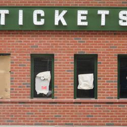 4:22 p.m. A closer view of the new ticket window, next to the main bleacher gate - 