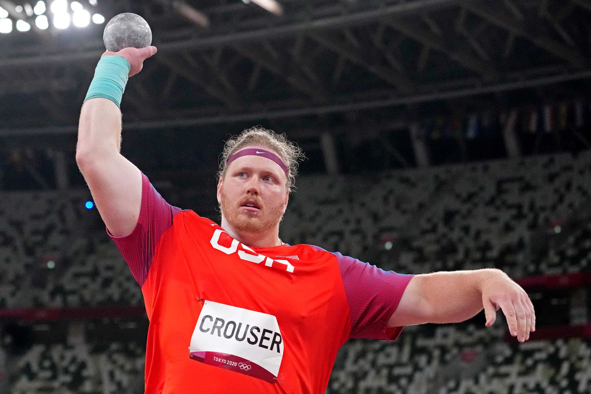 Ryan Crouser (USA) in the men’s shot put qualifications during the Tokyo 2020 Olympic Summer Games at Olympic Stadium.