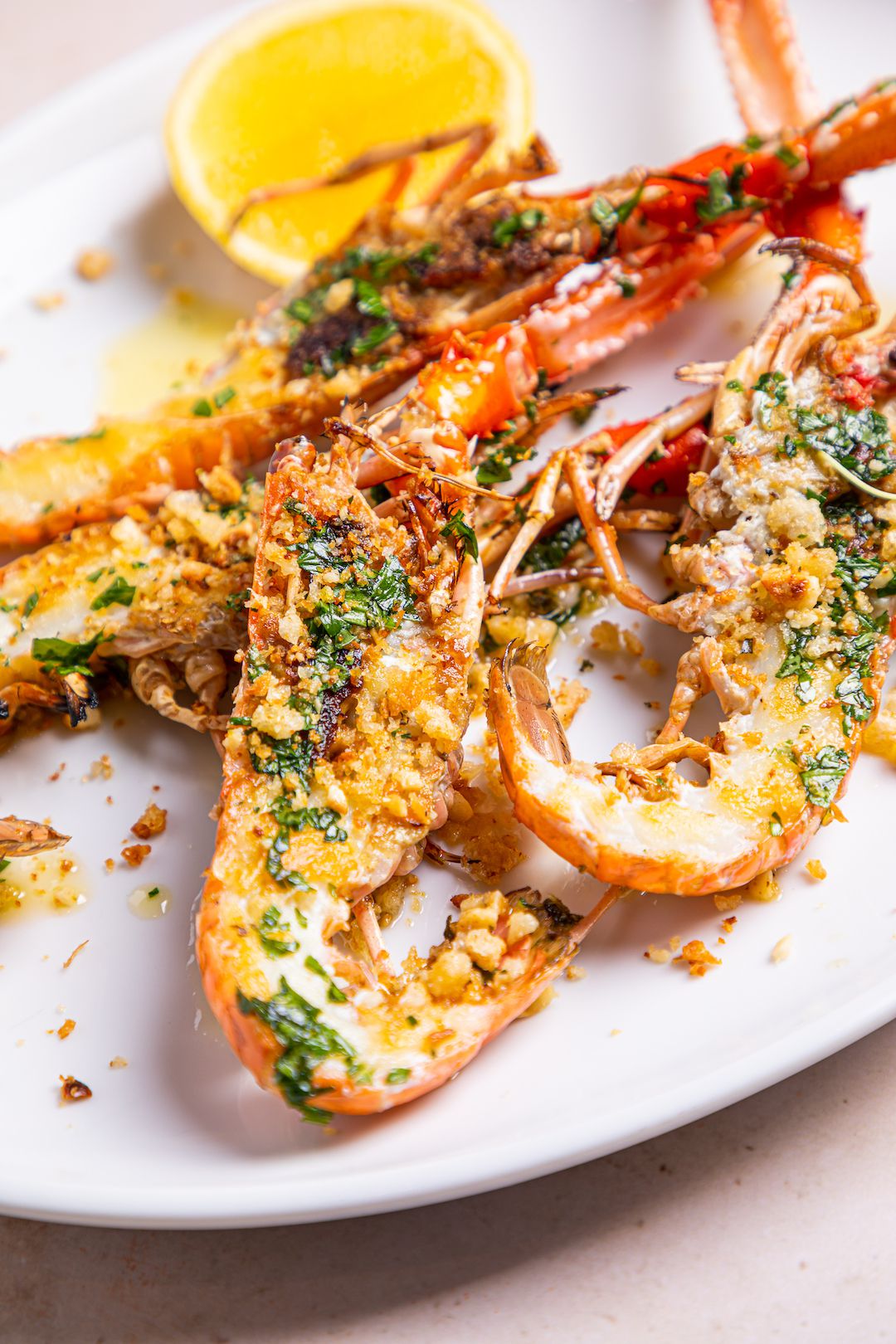 Grilled langoustines with lemon, the kind of dish Saborcito diners can expect.