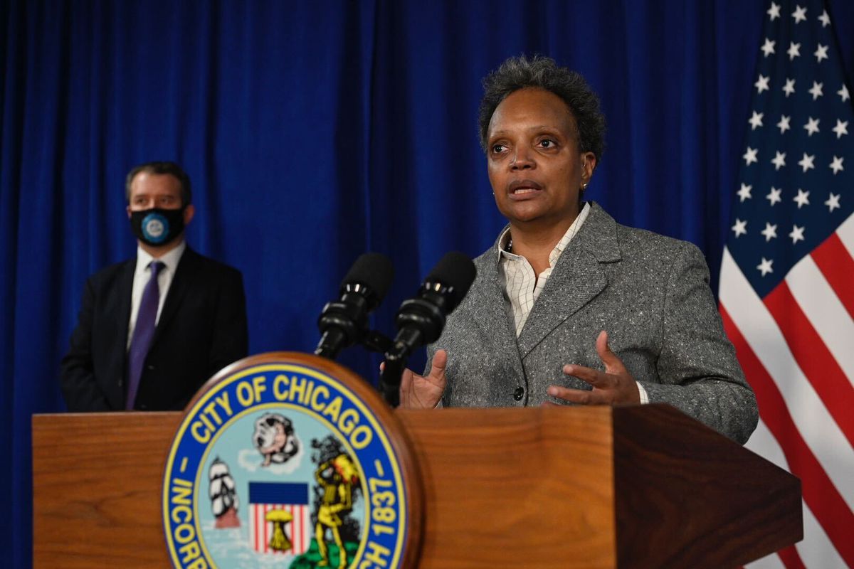 Mayor Lori Lightfoot and Chicago Public Schools CEO Pedro Martinez hold a news conference Tuesday evening.