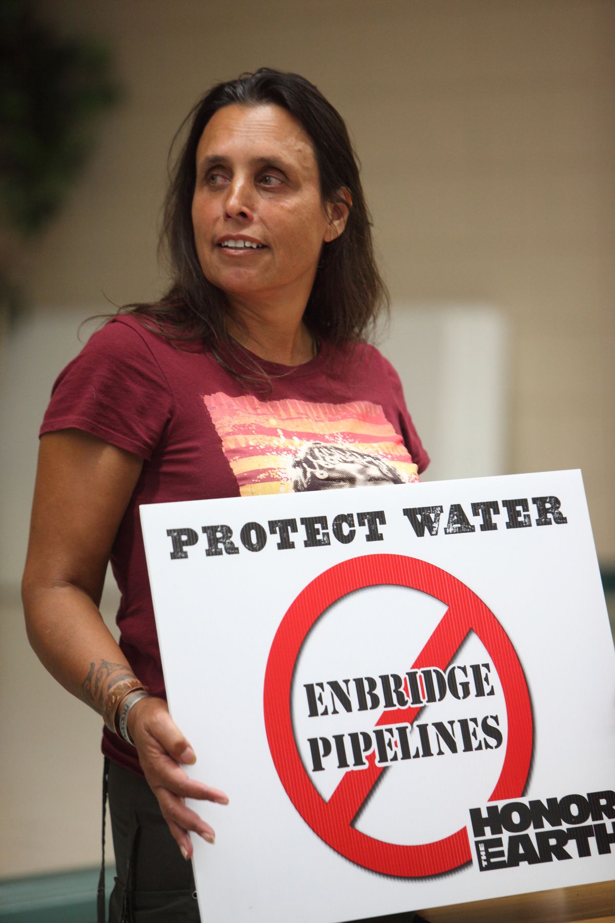 Winona LaDuke, Executive Director of Honor the Earth protests the Enbridge pipeline called the ‘SandPiper Line’ and Line 3.