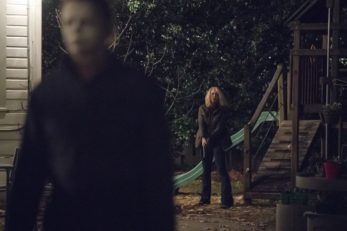 michael myers and laurie strode in halloween 2018