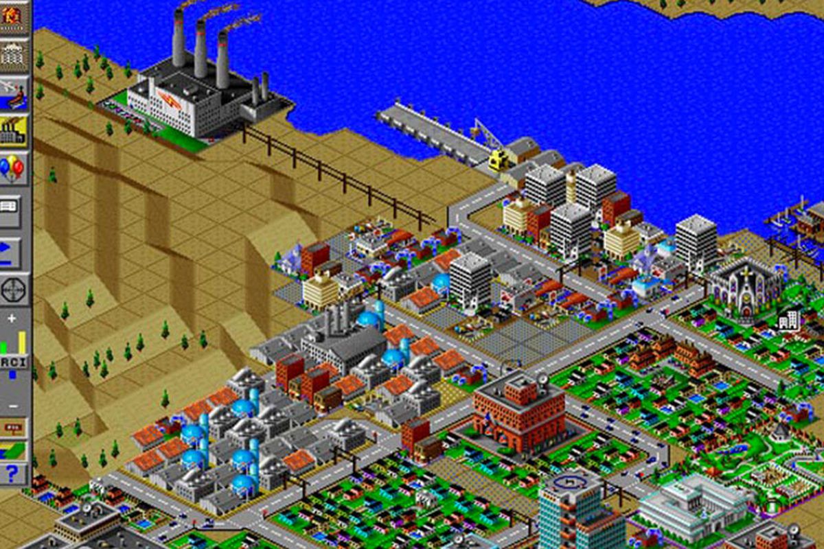 A screen shot of a city from SimCity 2000