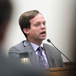 Dr. David Cragun, a cardiology specialist, gives testimony in the Martin MacNeill murder trial in 4th District Court in Provo, Friday, Nov. 1, 2013.