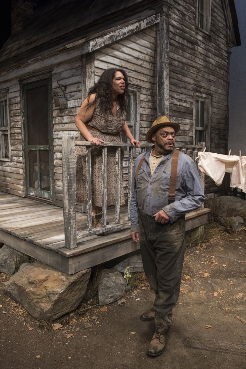 Josie (Bethany Thomas) and her father Phil (A.C. Smith) are caught up in the turmoil of “A Moon for the Misbegotten,” directed by William Brown at Writers Theatre in 2018.