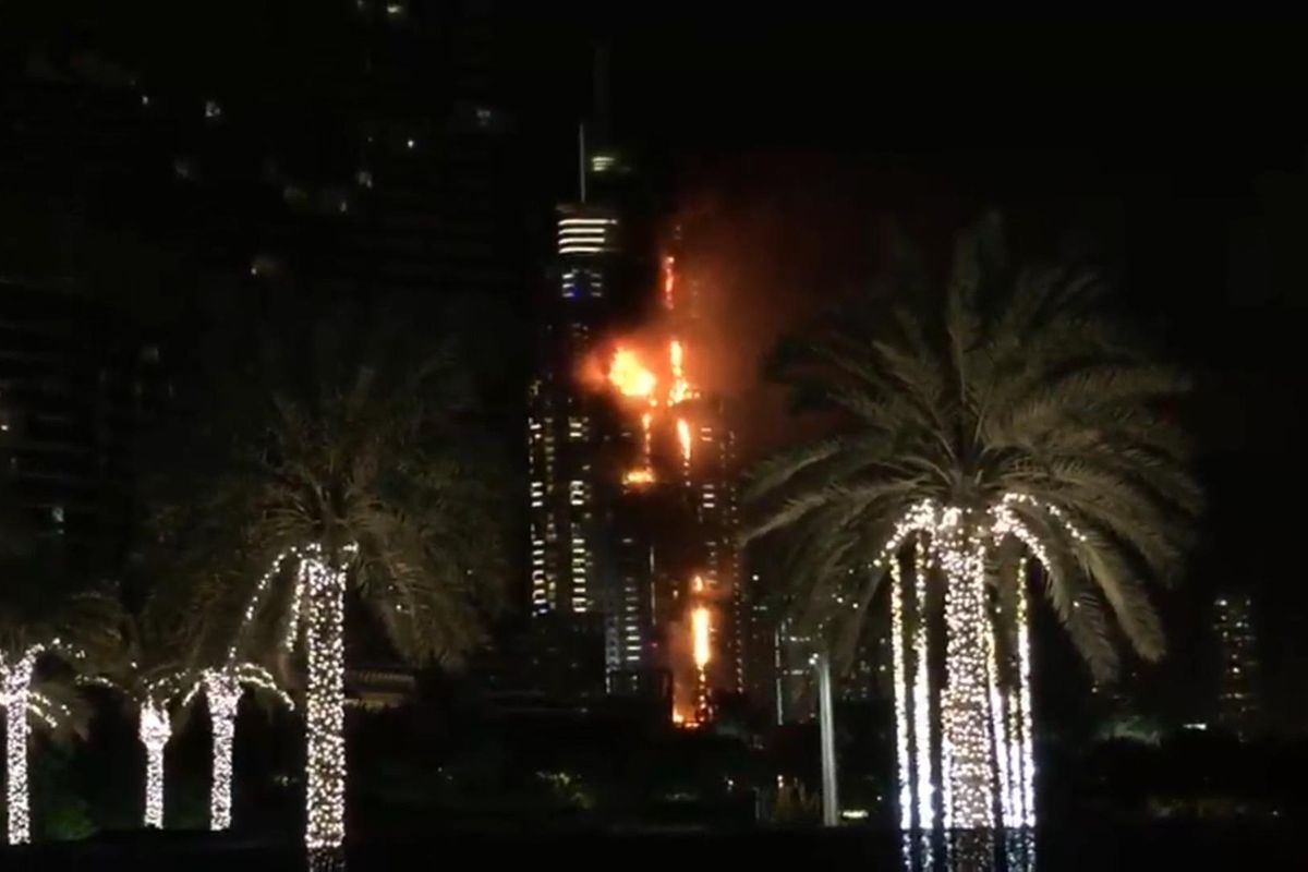 Dubai's 63-story Address hotel burns New Year's Eve night.