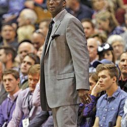 Utah coach Tyrone Corbin as the Utah Jazz are defeated by the Oklahoma City Thunder 90-80 as they play NBA basketball Tuesday, April 9, 2013, in Salt Lake City.