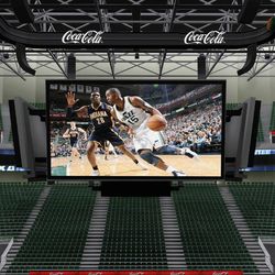 Illustration of the new center court high definition video display system at EnergySolutions Arena in Salt Lake City on Monday, June 17, 2013.