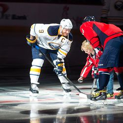 Ovechkin and Ott Take Ceremonial Face Off From Braden Neinaber