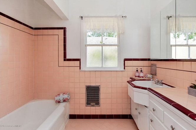 Pink tile bathroom