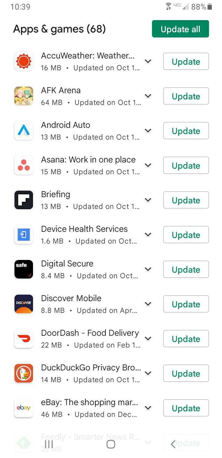 app update list android