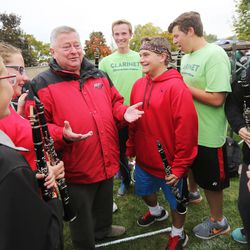 John Miller, American Fork Marching Band director, talks with band members after practice Wednesday, Oct. 28, 2015. Miller is preparing to retire after more than 30 years of teaching.