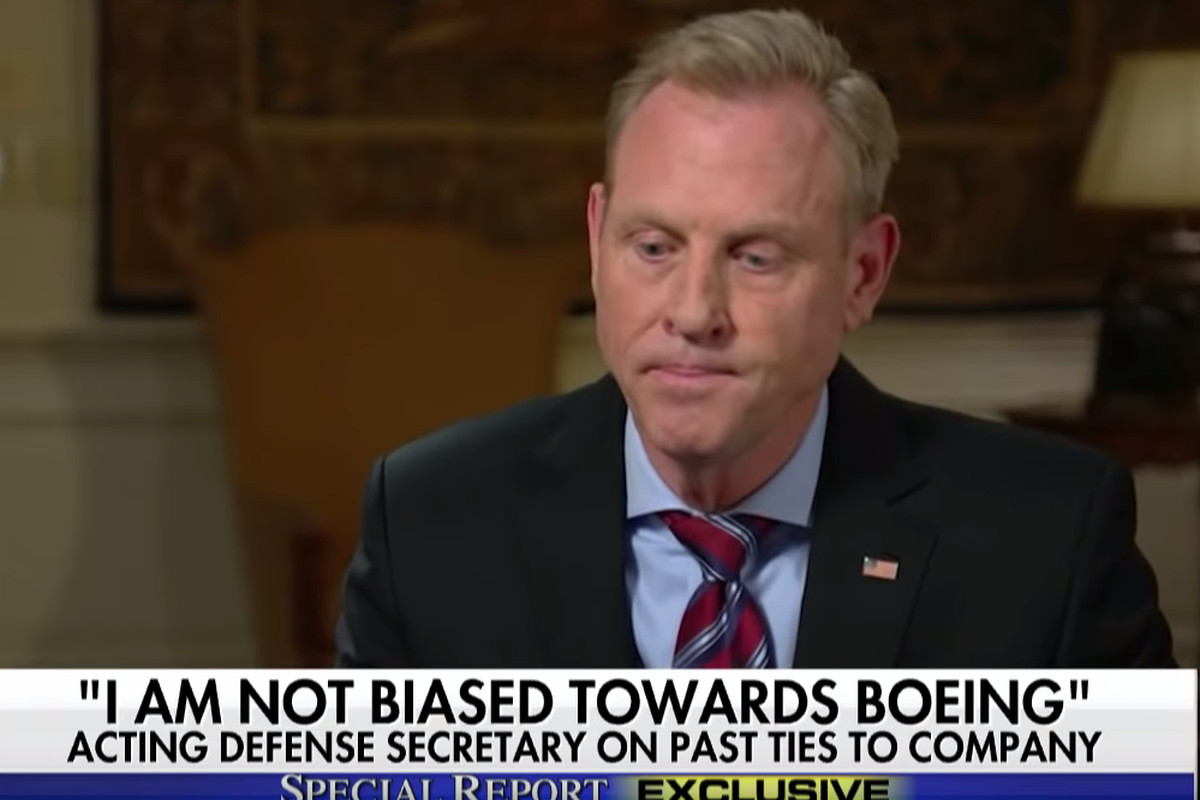 Acting Defense Secretary Patrick Shanahan during his Fox News interview with Brett Baier on April 9, 2019. Shanahan denies favoring Boeing over Lockheed Martin, an allegation that has led to an ethics investigation.