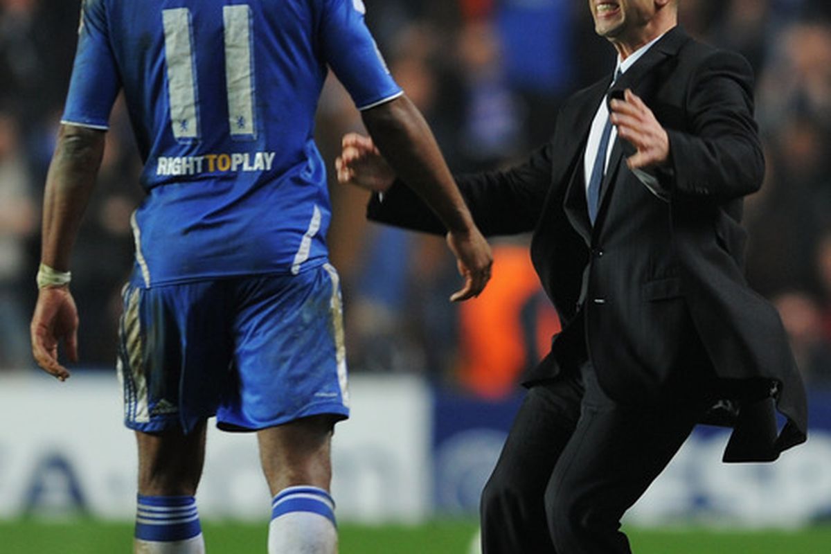 Roberto di Matteo attempts to make his eyebrows look as scary as Jose Bosingwa's. He fails.