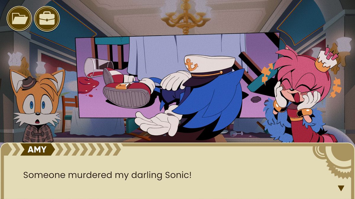 Sonic lies still on the floor in The Murder of Sonic the Hedgehog
