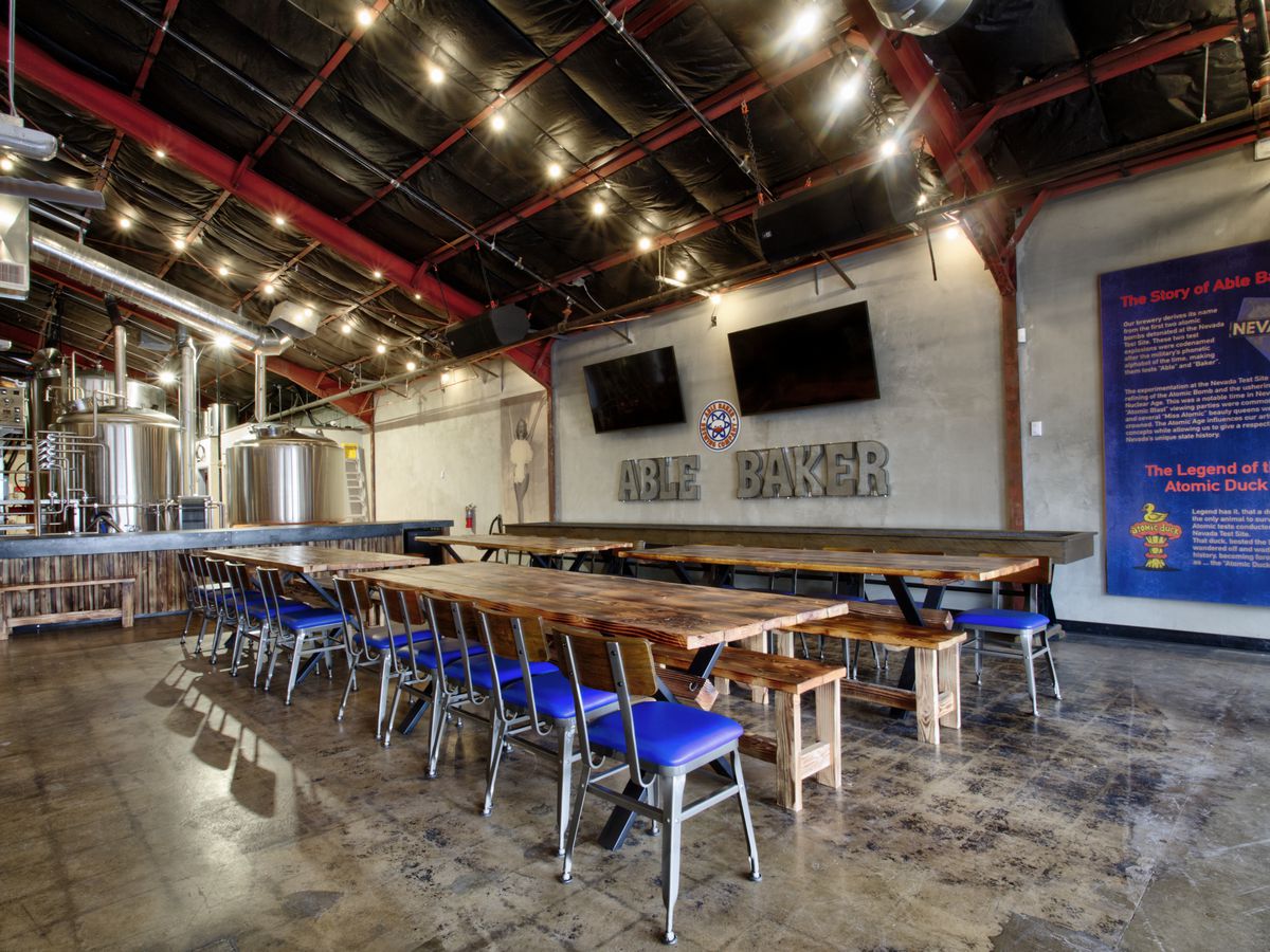 A dining room in a brewery