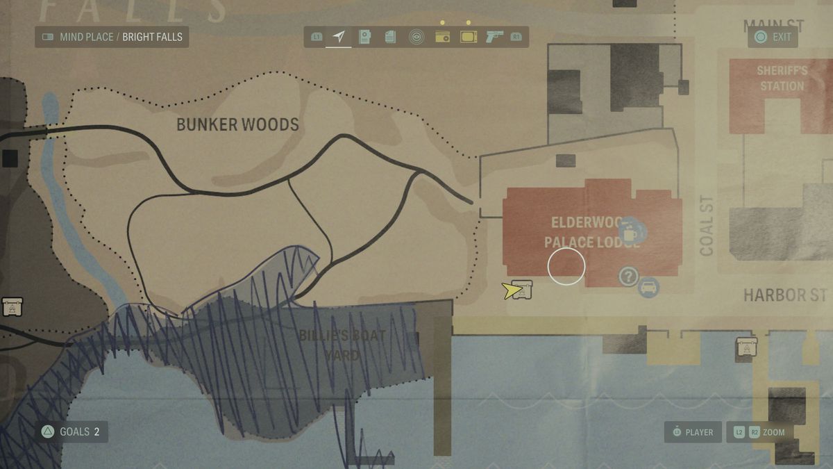 A map showing a cult stash location in Alan Wake 2
