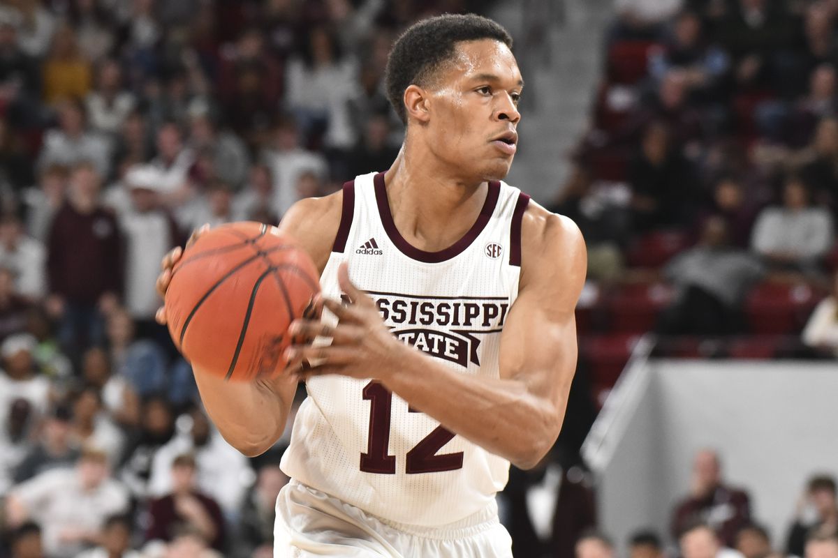 Mississippi State Bulldogs guard Robert Woodard II handles the ball against the Vanderbilt Commodores during the first half at Humphrey Coliseum.