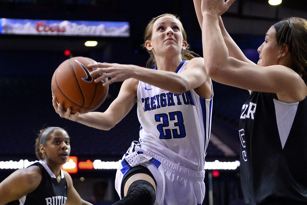 SWEET, I lucked into a picture of Creighton's Marissa Janning.