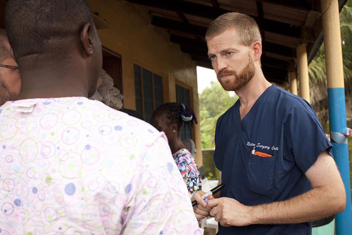Dr. Kent Brantly serves at Liberia"™s ELWA Hospital. From Samaritan"™s Purse "Facing Darkness," which releases March 30, 2017. 