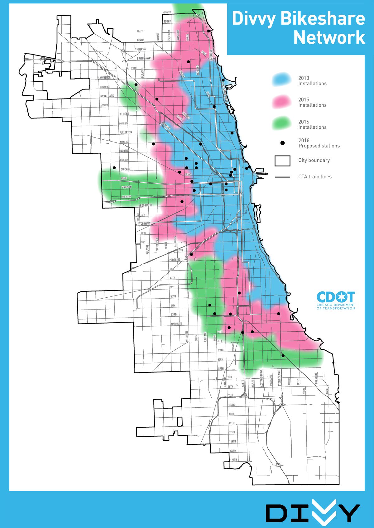 The Divvy bike-share system released this map showing its current system coverage. | Provided