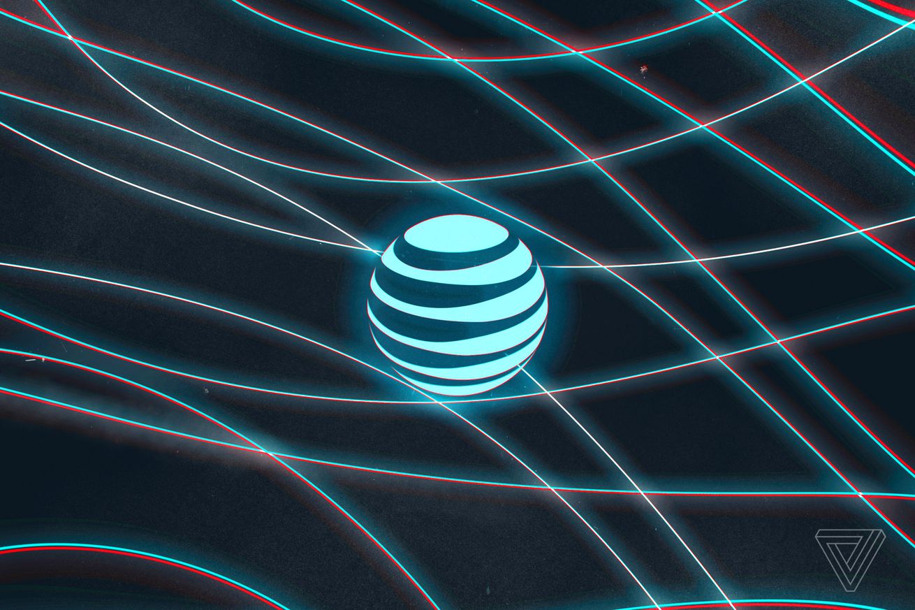 Illustration of the AT&amp;T logo on a dark blue background.