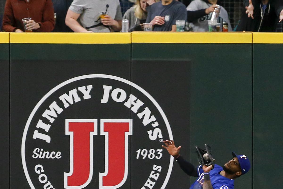 In which a Rangers' player is stuck in orbit around a Jimmy John's sign.
