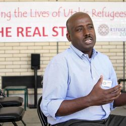 Aden Batar, director of immigration and refugee resettlement for Catholic Community Services of Utah, talks about his experience coming from Somalia and resettling in the United States 20 years ago, at Catholic Community Services in Salt Lake City on Thursday, June 20, 2013.