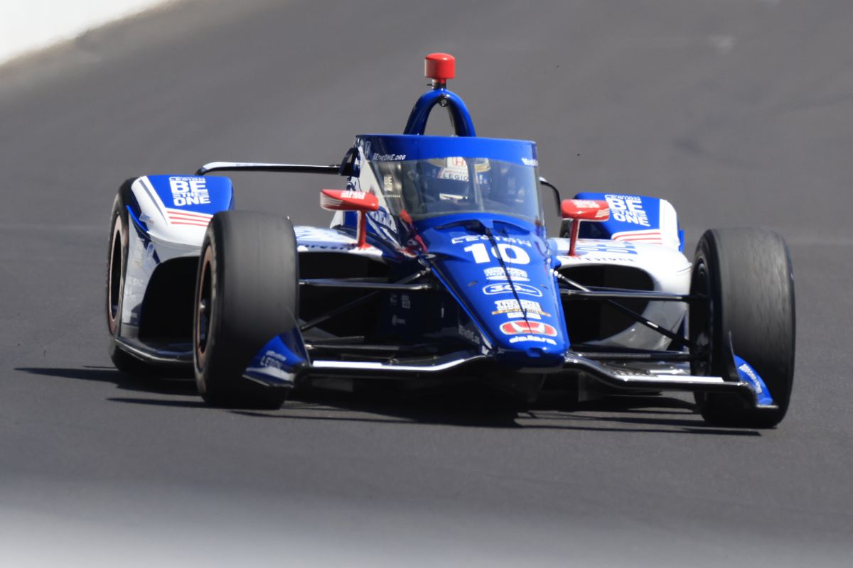 Alex Palou, driver of the #10 The American Legion Chip Ganassi Racing Honda, drives during practice at Carb Day for the 107th Indianapolis 500 at Indianapolis Motor Speedway on May 26, 2023 in Indianapolis, Indiana.