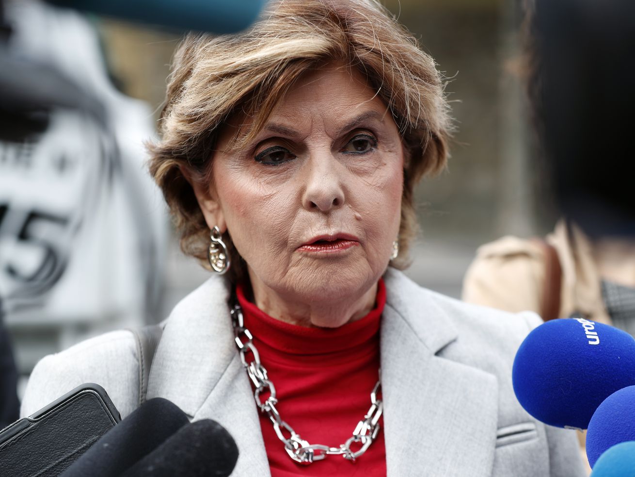 American lawyer Gloria Allred gives a press conference, in Paris, Tuesday, May 28, 2019. 