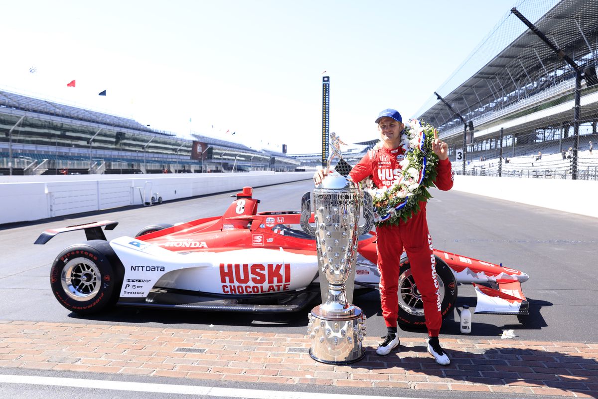 Marcus Ericsson of Sweden driver of the #8 Team Chip Ganassi Racing poses during the 106th Indianapolis 500 champion’s portraits at Indianapolis Motor Speedway on May 30, 2022 in Indianapolis, Indiana.