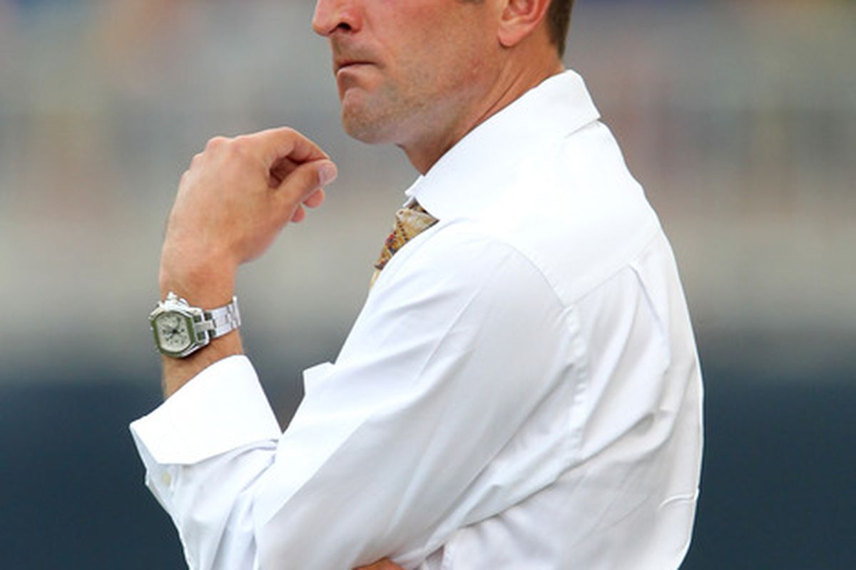 CHESTER, PA - JUNE 11: Head coach Jason Kreis of Real Salt Lake coaches on the sideline during a game against Philadelphia Union at PPL Park on June 11, 2011 in Chester, Pennsylvania. The game ended 1-1. (Photo by Hunter Martin/Getty Images)