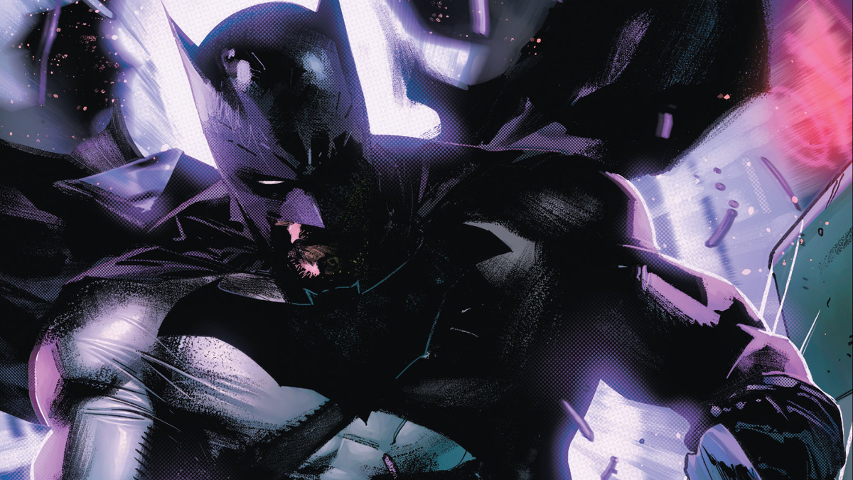 Batman grabs two street toughs by their collars in Batman #106, DC comics (2021). 