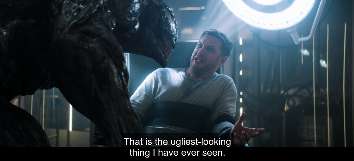 Eddie, looking at a symbiote, says “That is the ugliest-looking thing I have ever seen.” 