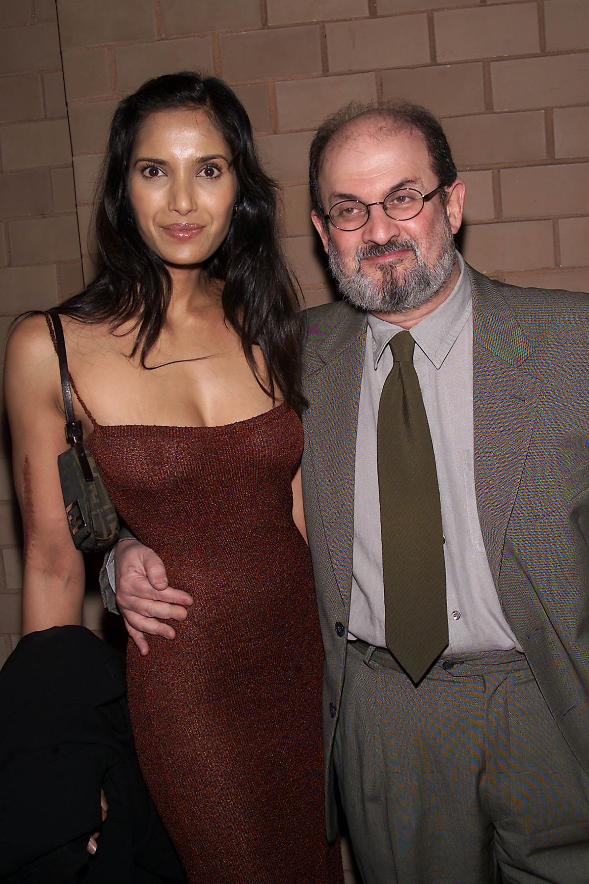 Padma Lakshmi and Salman Rushdie attend a pre-screening party before the New York premiere of The Lord of the Rings: The Fellowship of the Ring