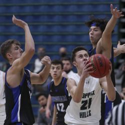 Action in the Bingham at Copper Hills boys basketball game in West Jordan on Tuesday, Feb. 2, 2021.