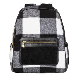 Shearling Backpack in Black/White Plaid, $39.99