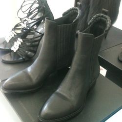 Alexander Wang ankle boots, $179. Those are furry Giuseppes in the background. 