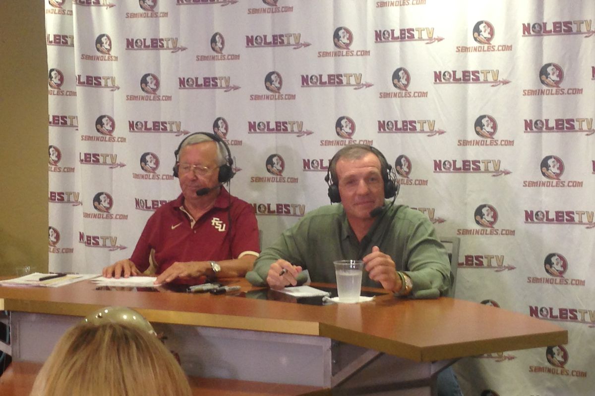 Gene Deckerhoff and Jimbo Fisher at their weekly call-in show.