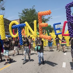 The 49th Pride Parade processing through the streets in Boystown. | Rick Majewski/For the Sun-Times.