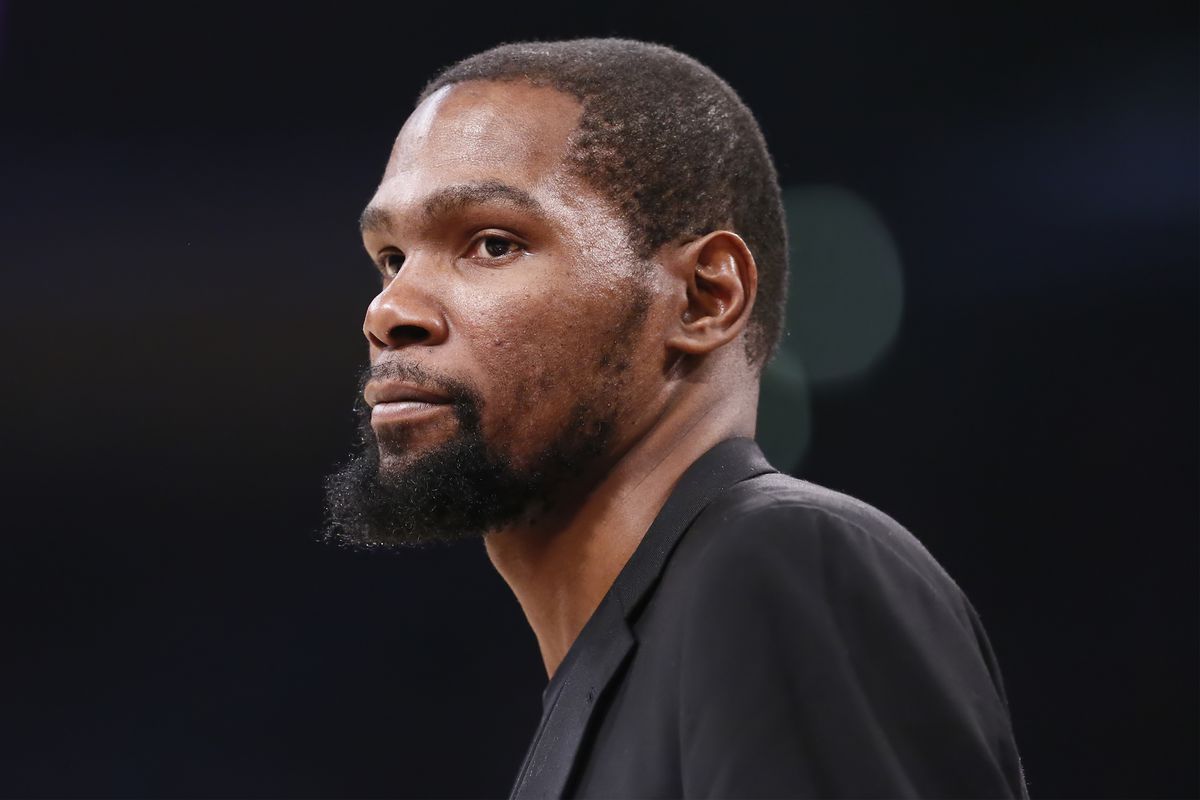 Kevin Durant looks on during a game at the Staples Center on March 10, 2020 in Los Angeles, CA.