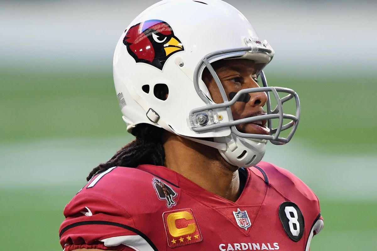Larry Fitzgerald #11 of the Arizona Cardinals warms up prior to the game against the Philadelphia Eagles at State Farm Stadium on December 20, 2020 in Glendale, Arizona.