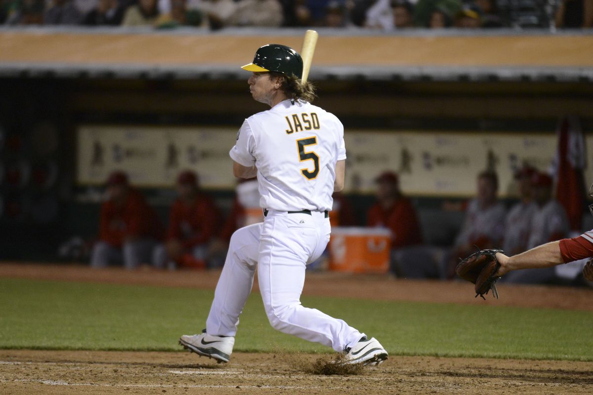 Jaso is so patient, he sits in the batters' box