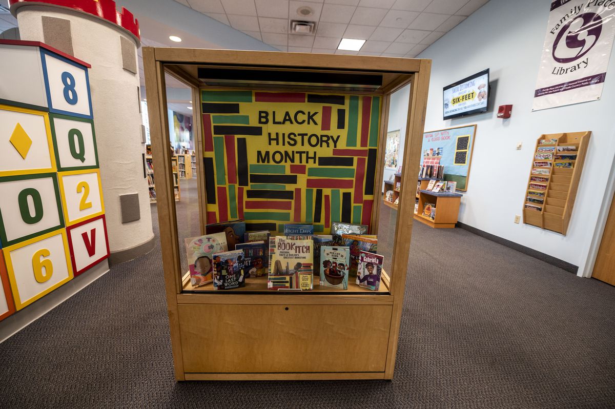 Black History Month display at Long Island library