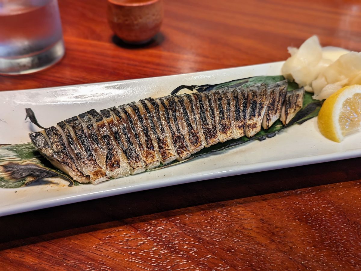 Seared cured mackerel at Shirubē in Santa Monica.