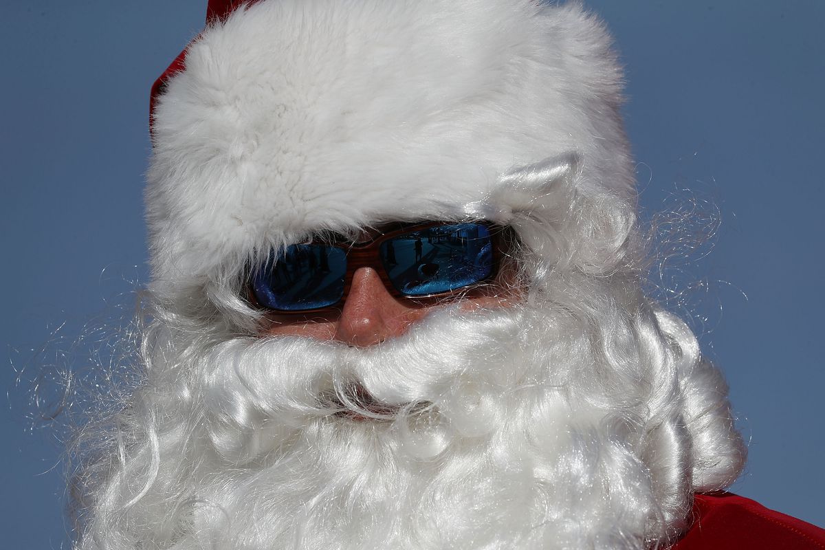 Santa Brings Holiday Spirit To Beach In Fort Lauderdale, Florida