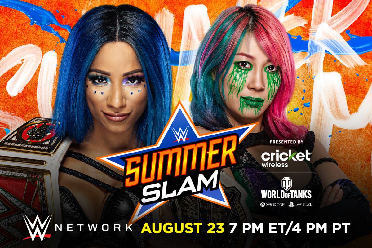 Match graphic for Asuka vs. Sasha Banks at SummerSlam