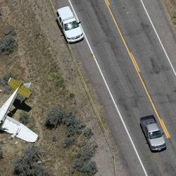 Wreckage from a plane crash on the side of U.S. 89 in Birdseye, Utah County, on Thursday, June 27, 2013.